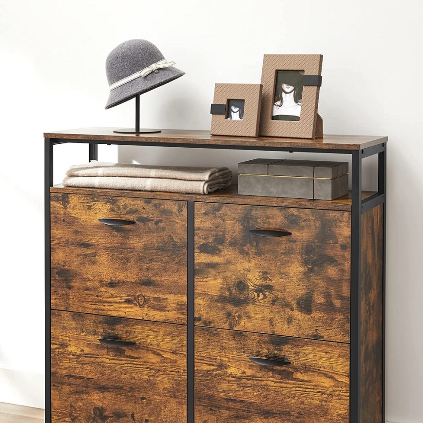 Шкаф за обувки FIRA кафяв/черен