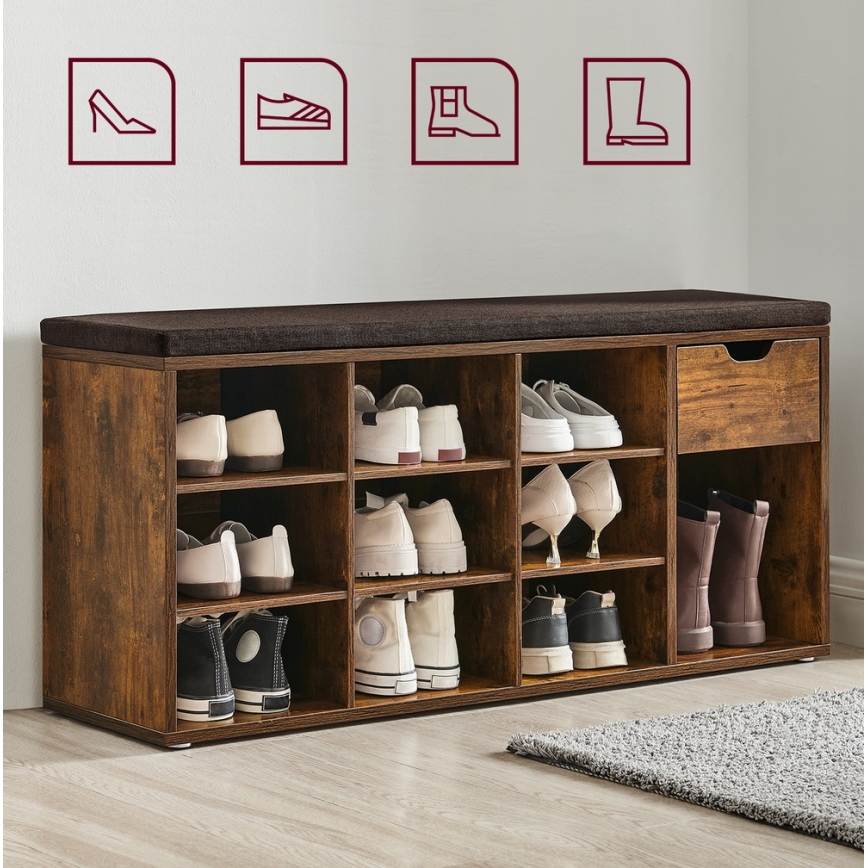 Шкаф за обувки VOREN, кафяв/черен