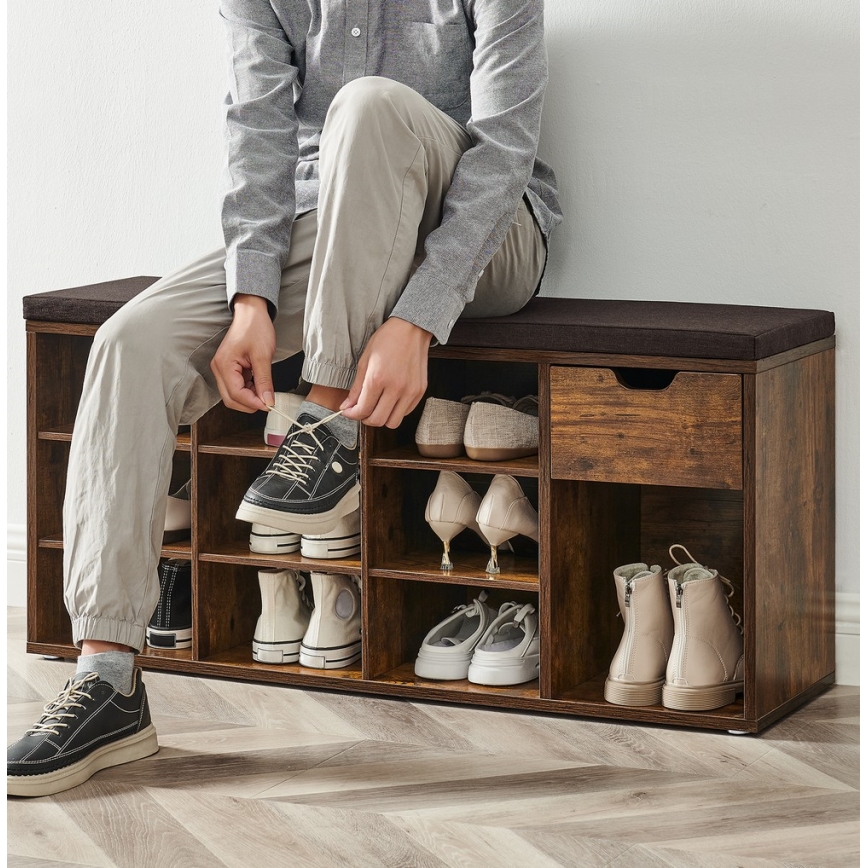 Шкаф за обувки VOREN, кафяв/черен