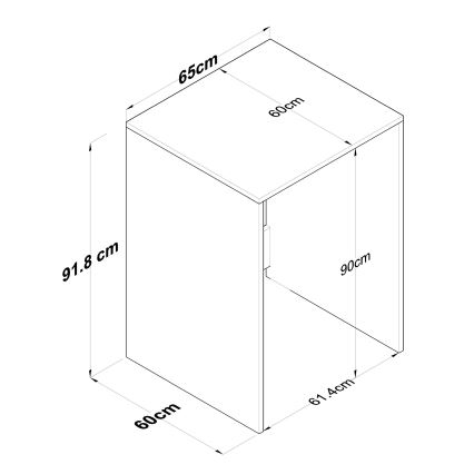 Шкаф за пералня RANI 65x91,8 см бял/кафяв