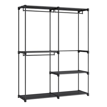 Шкаф за съхранение с рафтове и лост за дрехи MATIS 138x182 см черен