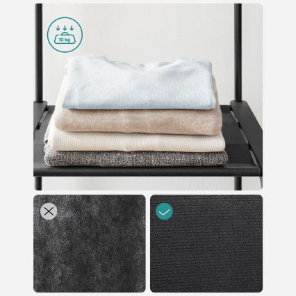 Шкаф за съхранение с рафтове и лост за дрехи MATIS 138x182 см черен