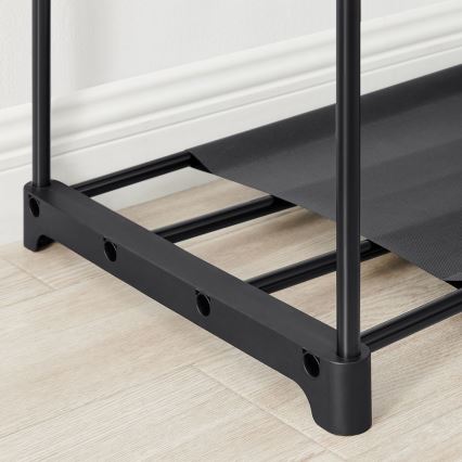 Шкаф за съхранение с рафтове и лост за дрехи MATIS 138x182 см черен