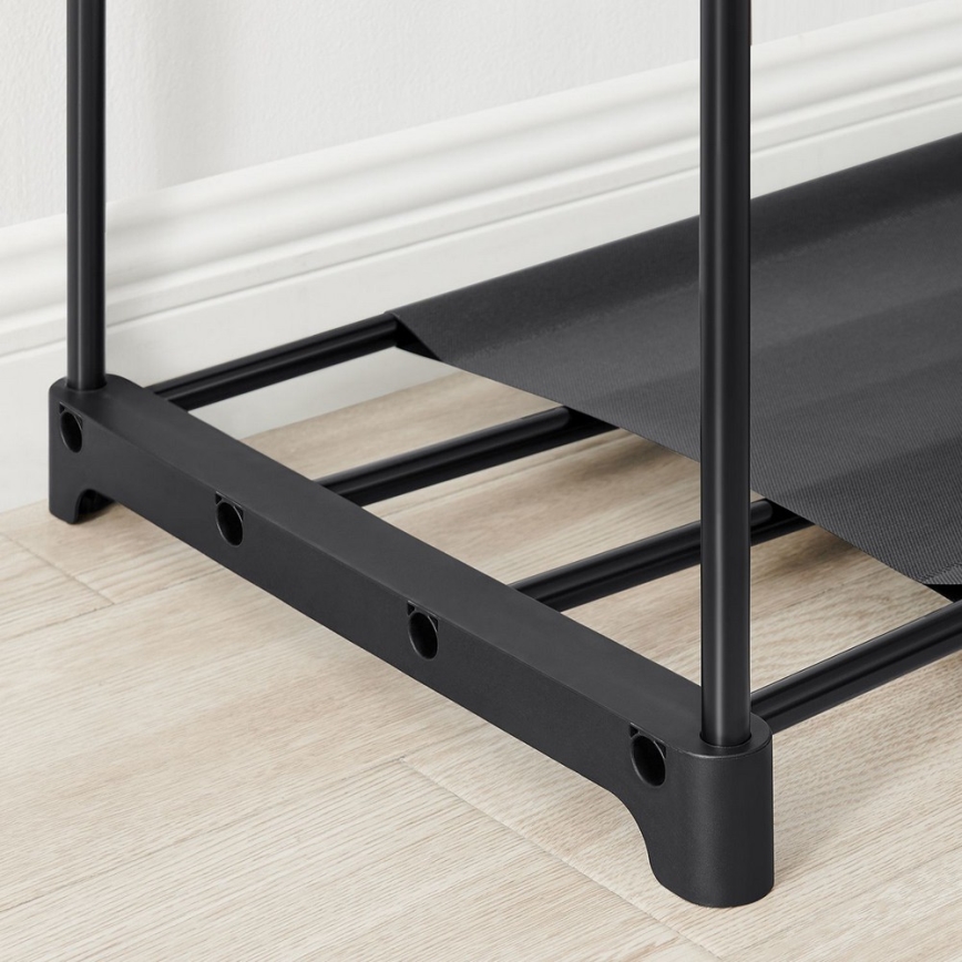 Шкаф за съхранение с рафтове и лост за дрехи MATIS 138x182 см черен