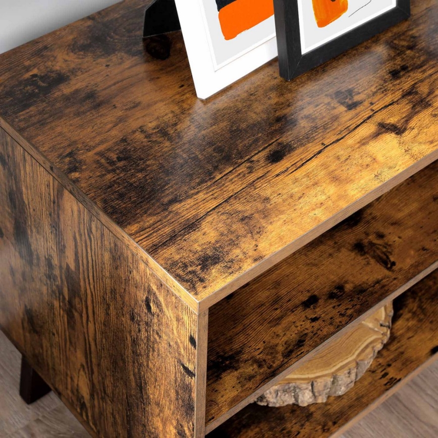 Шкаф за телевизор BASTOR, кафяв/черен