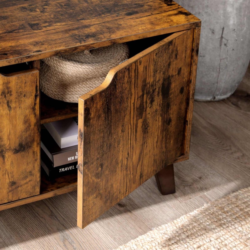 Шкаф за телевизор BASTOR, кафяв/черен