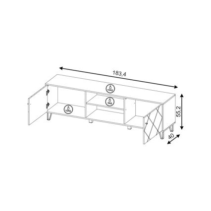 Шкаф за телевизор SULA, дъб крафт/черен