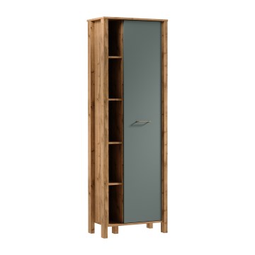 Шкаф за книги MENTA 66x200x37 см, дъб вотан/зелена
