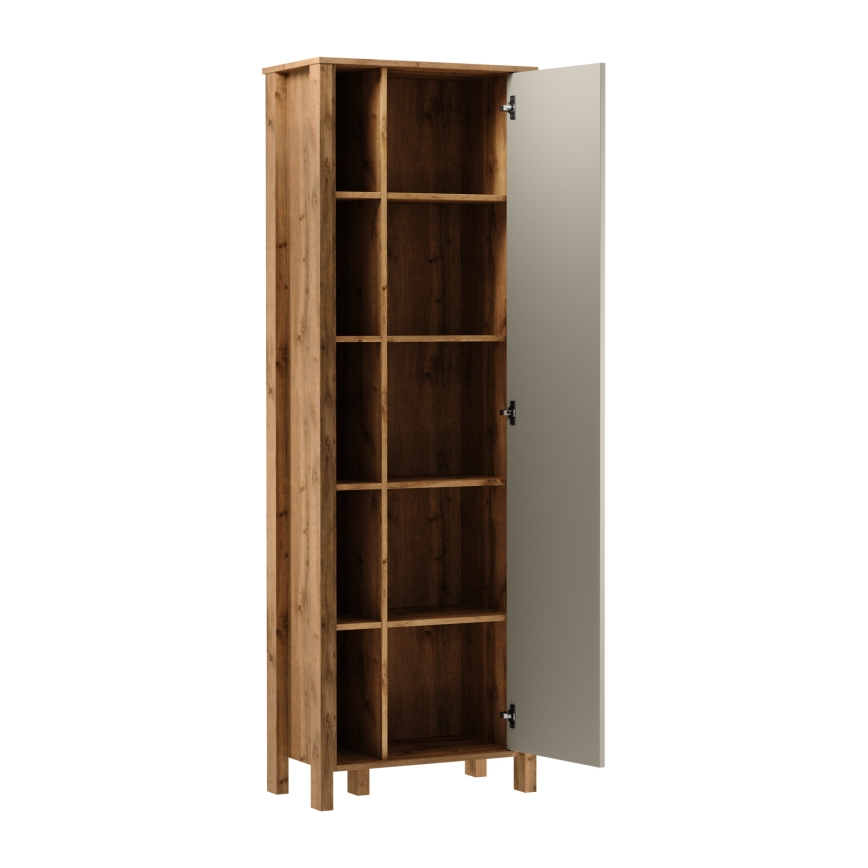 Шкаф за книги MENTA 66x200x37 см дъб wotan/сив