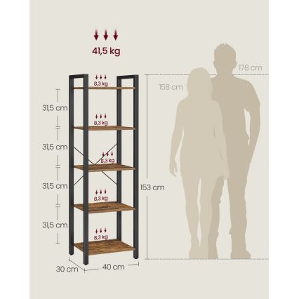 Шкаф за книги NAVARO кафяв/черен
