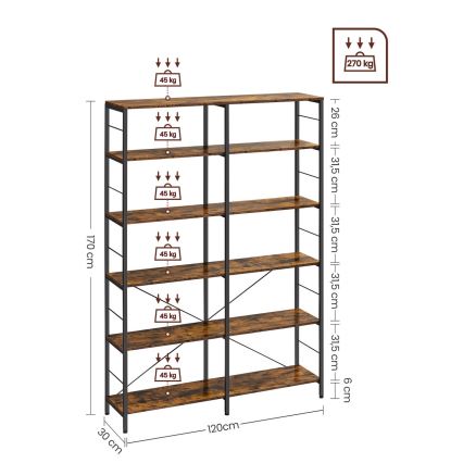Шкаф за книги NAVARO кафяв/черен