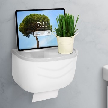 Шкафче с държач за тоалетна хартия 21x13,5 см бяло/сиво