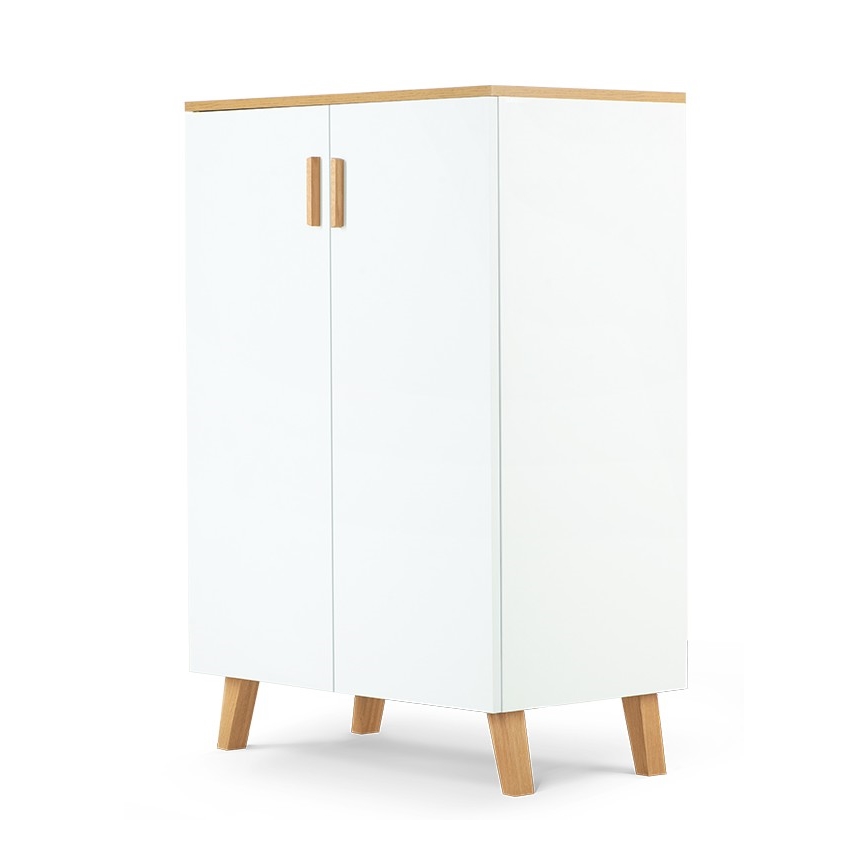 Скрин FRISK 117x80 см бял/натурален дъб