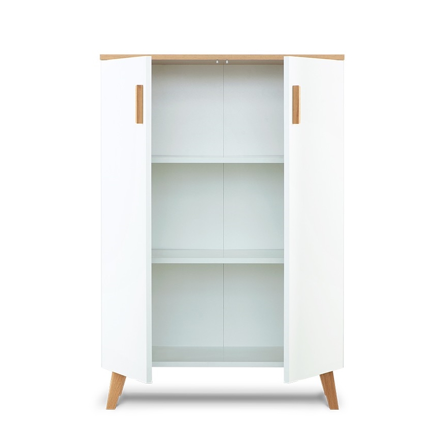 Скрин FRISK 117x80 см бял/натурален дъб