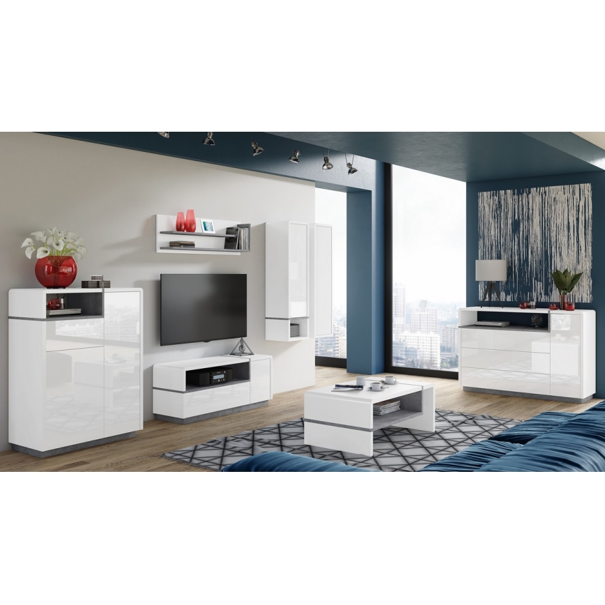 Скрин с чекмедже FRED бял/сив