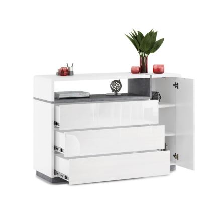 Скрин с чекмедже FRED бял/сив