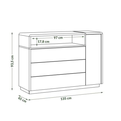 Скрин с чекмедже FRED бял/сив