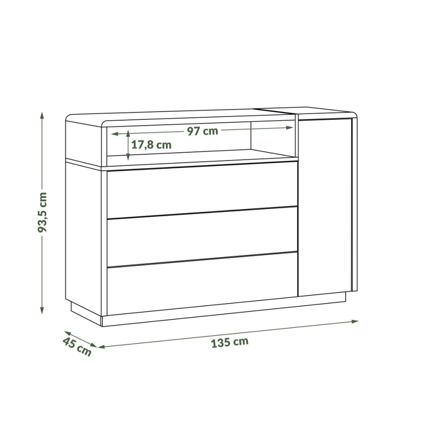 Скрин с чекмедже FRED бял/сив