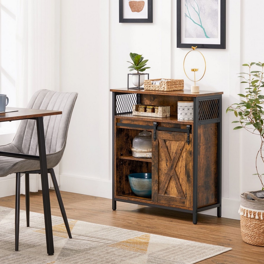 Скрин с плъзгаща врата FIRA кафяво/черно