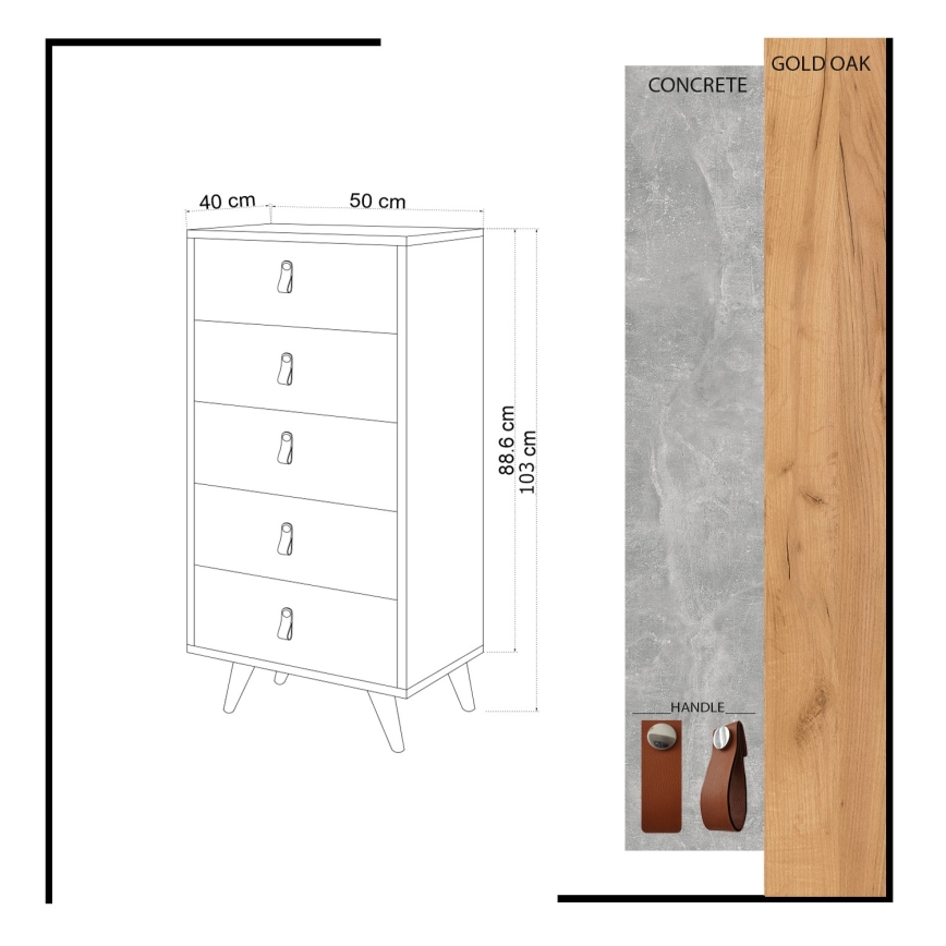 Скрин SPANZE 103x50 cм кафяв/сив