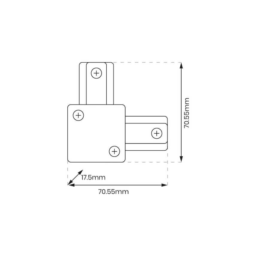 Съединител за осветителни тела в релсовата система 1-фазен тип L черен