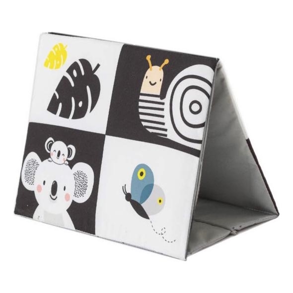 Taf Toys - Детска текстилна книга с огледало черна