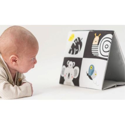 Taf Toys - Детска текстилна книга с огледало черна