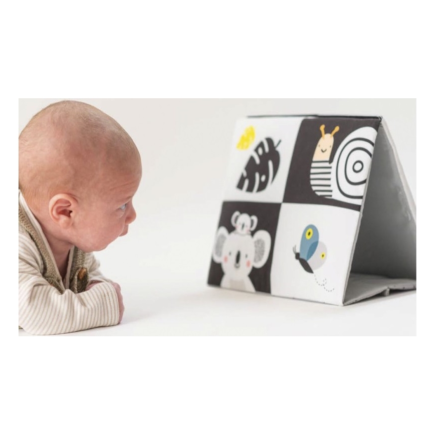 Taf Toys - Детска текстилна книга с огледало черна