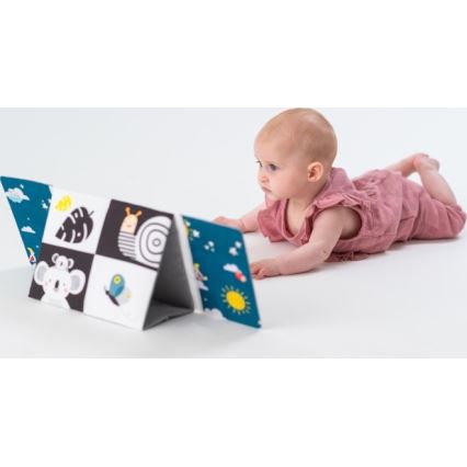 Taf Toys - Детска текстилна книга с огледало черна
