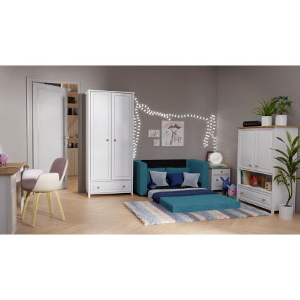 Тапициран разтегателен двуместен диван с подлакътници LAYLA, син