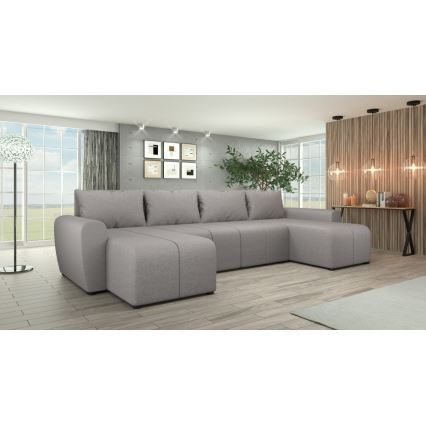 Тапициран универсален разтегателен ъглов диван U-образен NEWPORT, сив