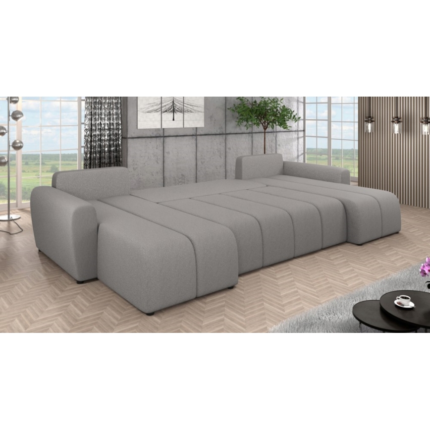Тапициран универсален разтегателен ъглов диван U-образен NEWPORT, сив
