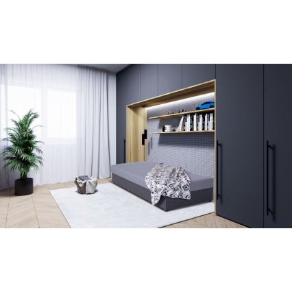 Тапицирано легло с ракла JACOB XL, товароносимост 130 кг, 90x200 см, сиво