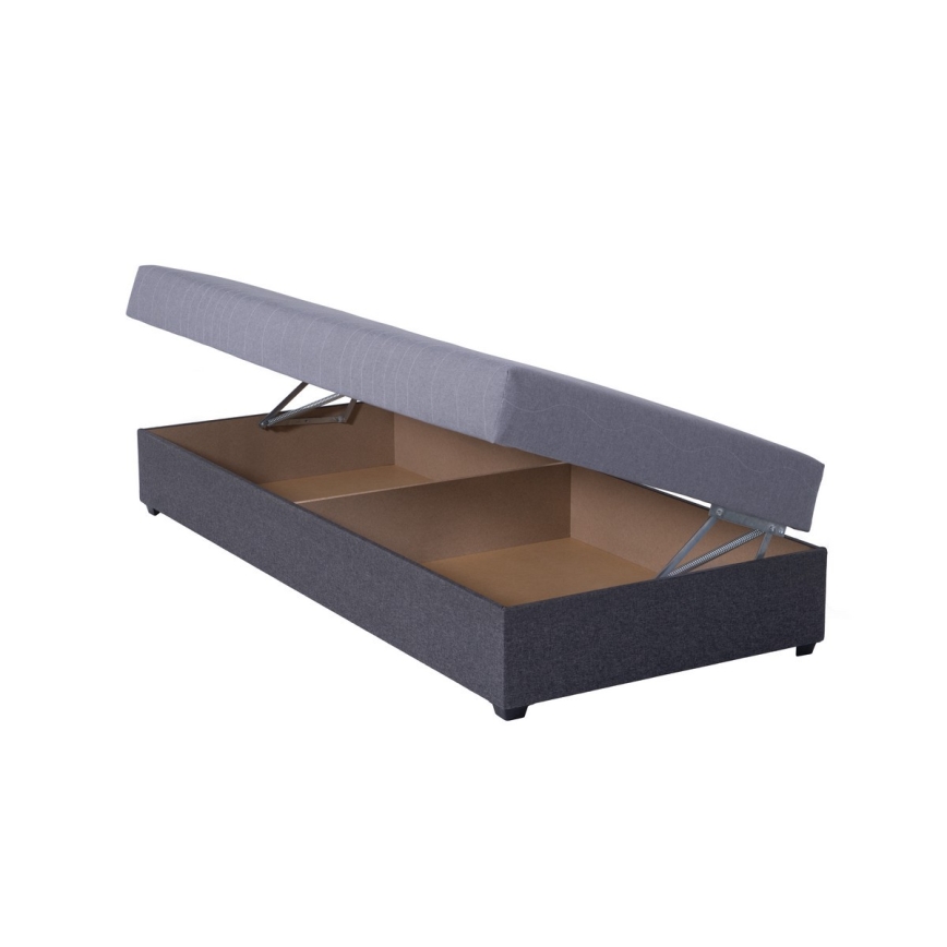 Тапицирано легло с ракла JACOB XL, товароносимост 130 кг, 90x200 см, сиво
