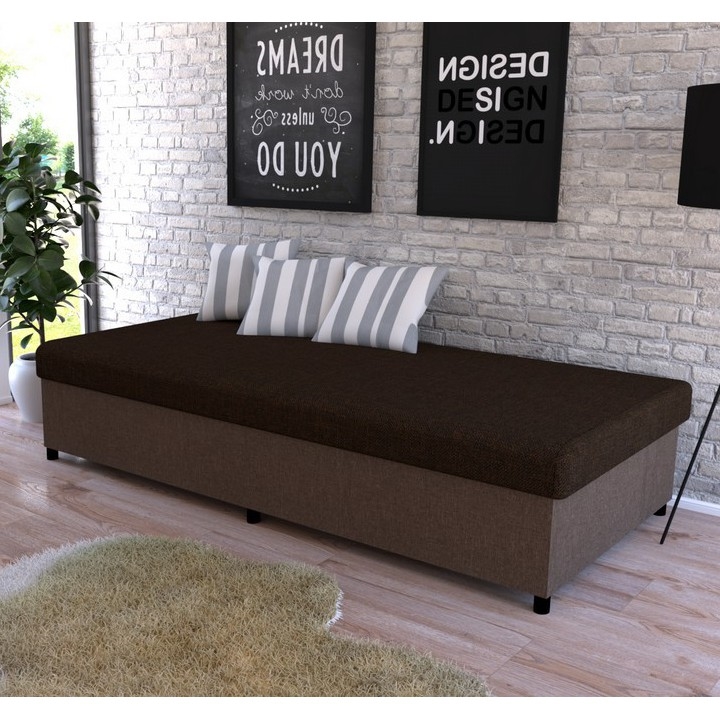 Тапицирана лежанка с място за съхранение CORY 80x200, кафява