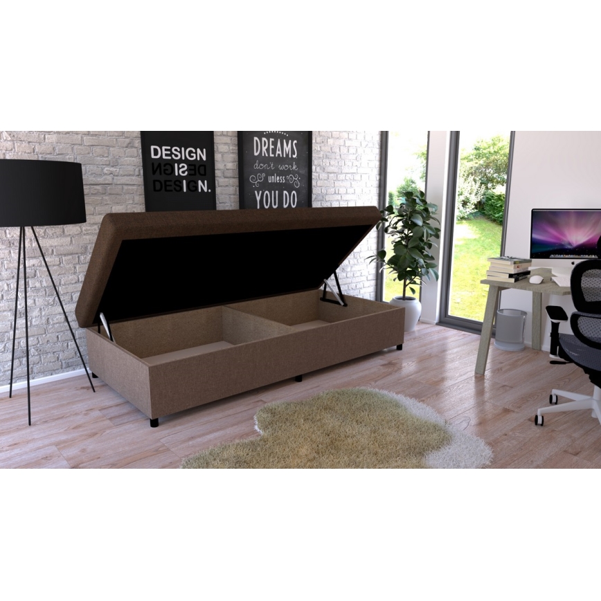 Тапицирана лежанка с място за съхранение CORY 80x200, кафява