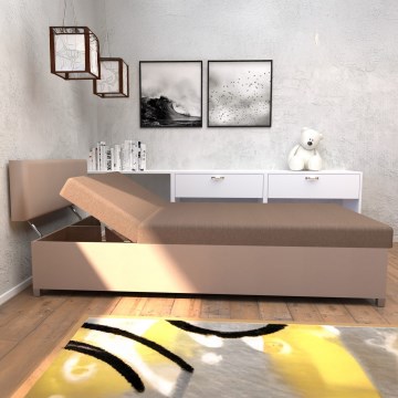 Тапицирана лежанка с регулируемо положение и място за съхранение DALLAS 108x205 cm кафява/тъмнокафява