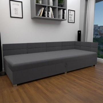 Тапицирана лежанка с универсална табла и място за съхранение AMSTERDAM 90x200 cm сива