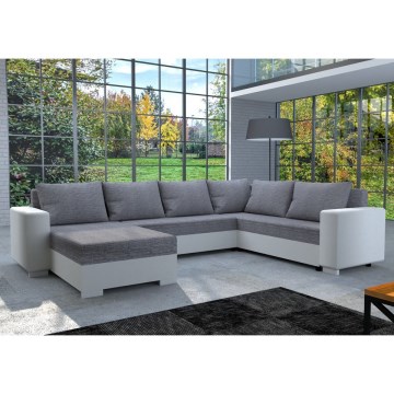 Тапицирана универсална разтегателна U-образна холна гарнитура YORK бяла/сива