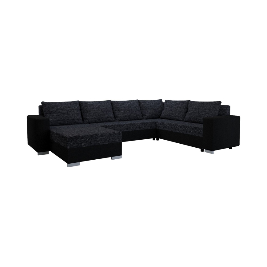 Тапицирана универсална разтегателна U-образна холна гарнитура YORK в цвят черно/антрацит