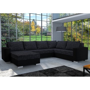 Тапицирана универсална разтегателна U-образна холна гарнитура YORK в цвят черно/антрацит