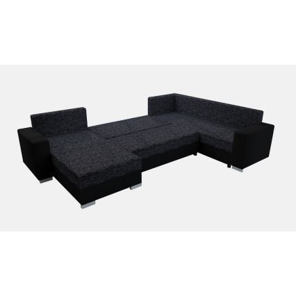 Тапицирана универсална разтегателна U-образна холна гарнитура YORK в цвят черно/антрацит