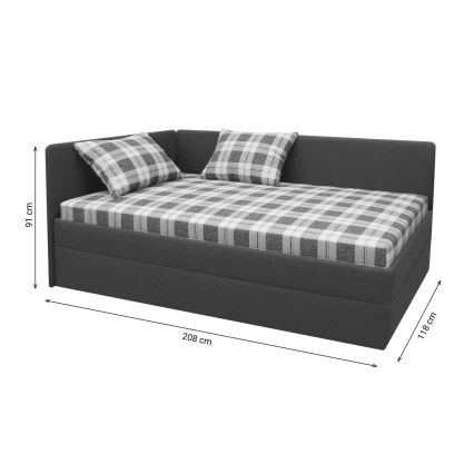 Тапицирана валенда ARLY с универсално ляво/дясно табло (L/P), 110x200 см, антрацит/бяло