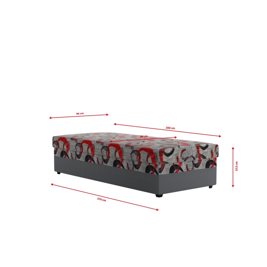 Тапицирана валенда с място за съхранение ESTEL 90x200 cm, сива