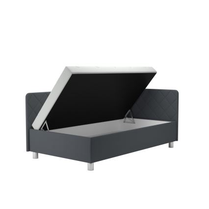 Тапицирана кушетка с място за съхранение и матрак EMILE 110x200 см сива