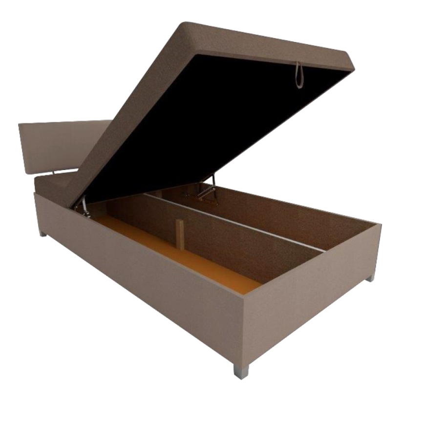 Тапицирана лежанка с регулируемо положение и място за съхранение DALLAS 108x205 cm кафява/тъмнокафява