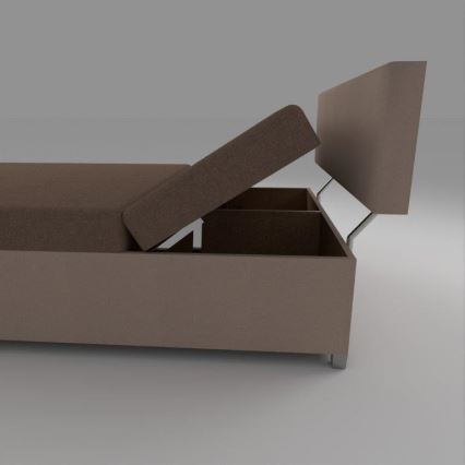 Тапицирана лежанка с регулируемо положение и място за съхранение DALLAS 108x205 cm кафява/тъмнокафява