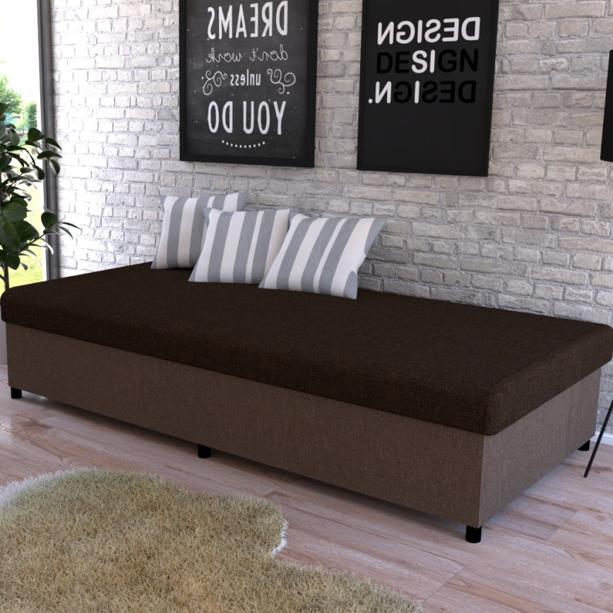Тапицирано ежедневно легло с място за съхранение CORY 80x200 кафяв