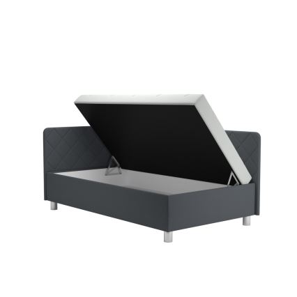 Тапицирано ежедневно легло с място за съхранение и матрак EMILE 110x200 см сив