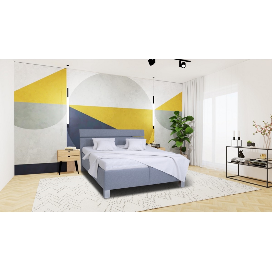 Тапицирано легло с матрак и ракла ALIS 160x200 см светлосиво